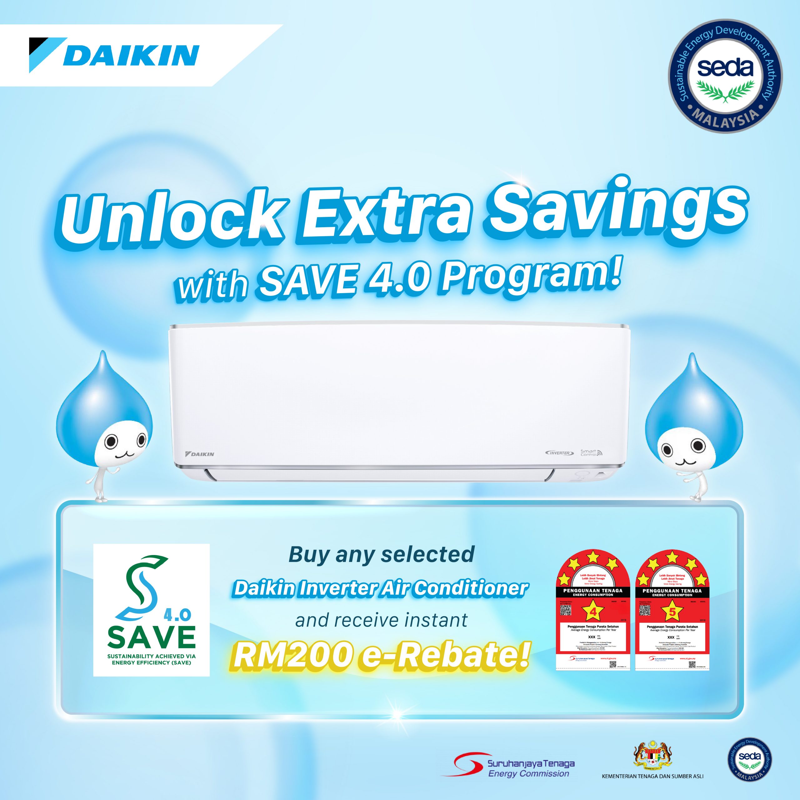 Instant RM200 Rebate on Daikin Inverter Air Conditioner with SAVE4.0 | Daikin Malaysia