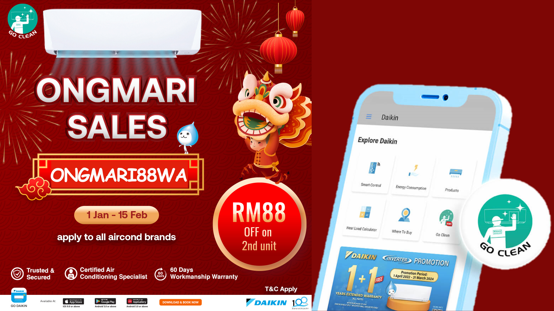 ONGMARI88WA Get RM88 Off 2nd Unit | Daikin Malaysia