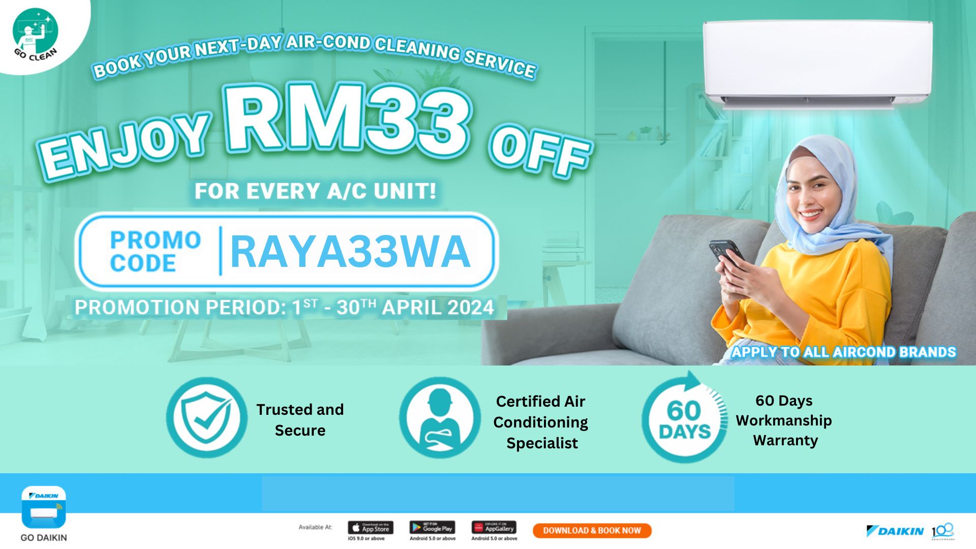 RAYA33WA Get RM33 Off For Every Unit | Daikin Malaysia