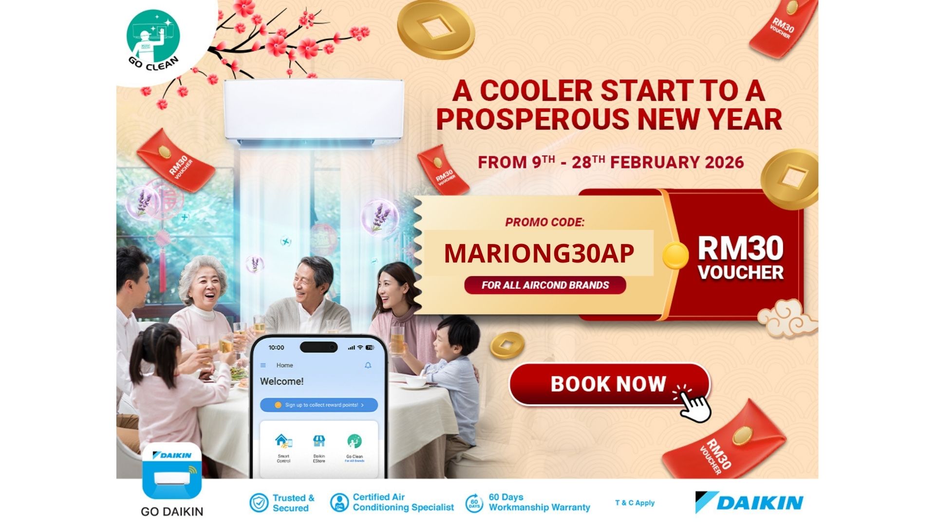 Protect Your Family with MARIONG30AP Aircond Cleaning for Chinese New Year! | Daikin Malaysia