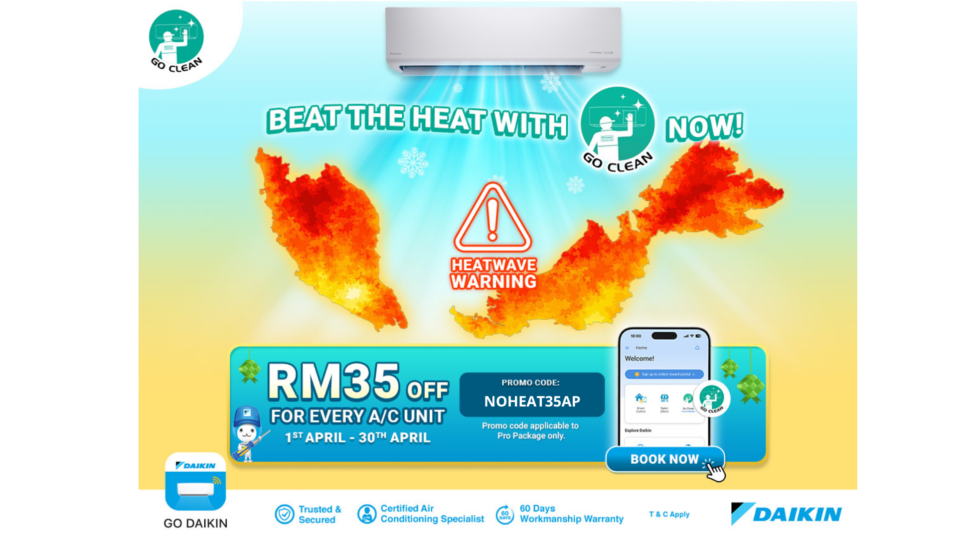 Don’t Let the Heatwave Win: Keep Your Home Cool with Aircond Cleaning with Code NOHEAT35AP | Daikin Malaysia