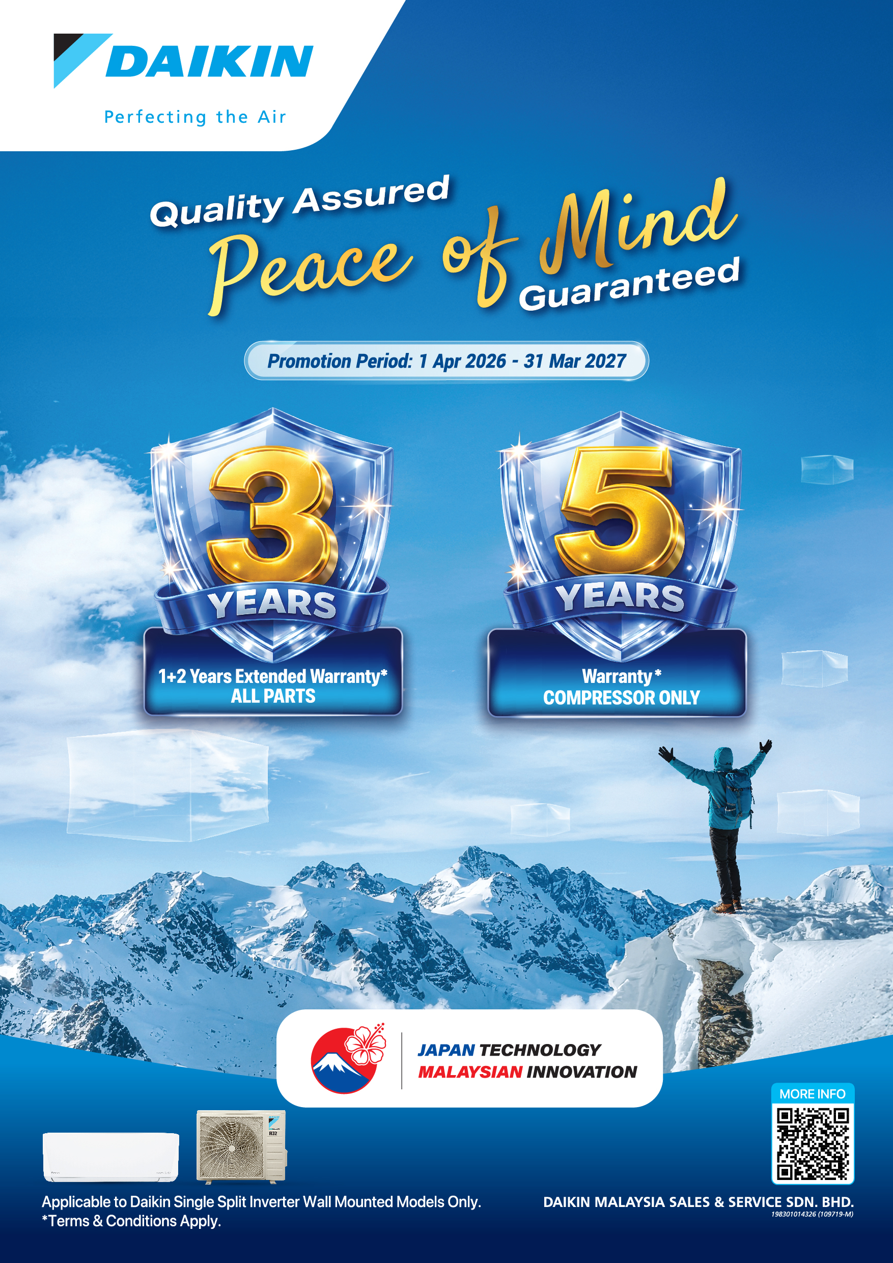 3 Years Warranty for Daikin Single Split Inverter Wall Mounted Models - Daikin Malaysia