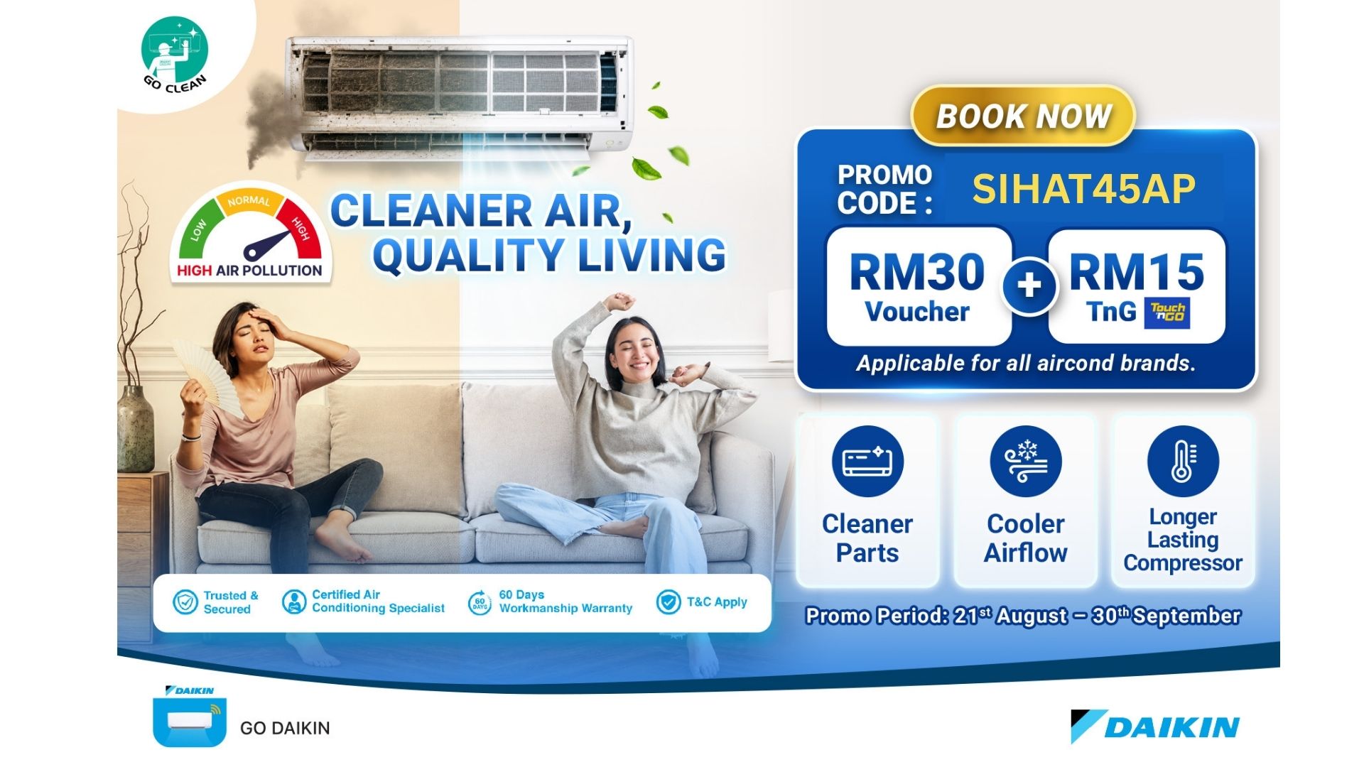 Cleaner AC, Better Air. Discover Why Regular Cleaning Matters With SIHAT45AP Promo Code | Daikin Malaysia