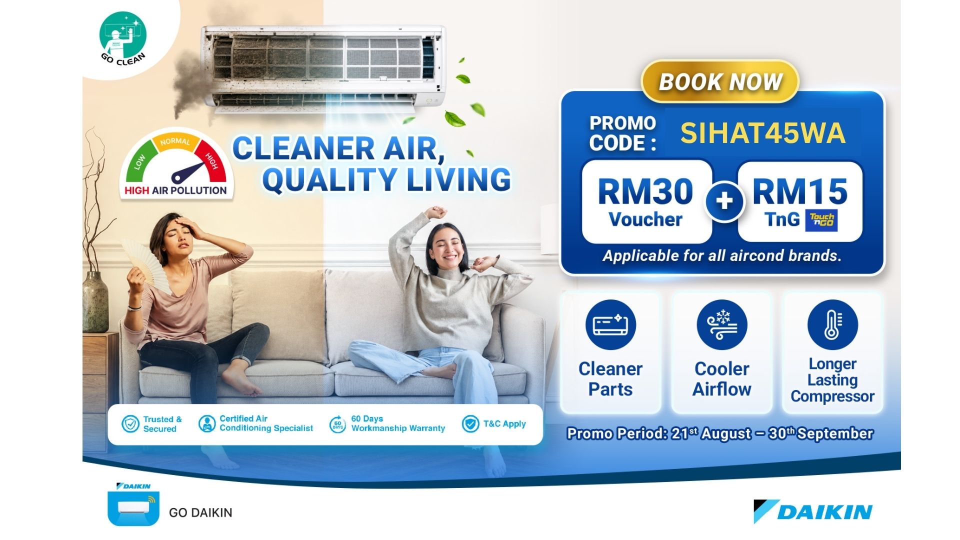 Cleaner AC, Better Air. Discover Why Regular Cleaning Matters With SIHAT45WA Promo Code | Daikin Malaysia
